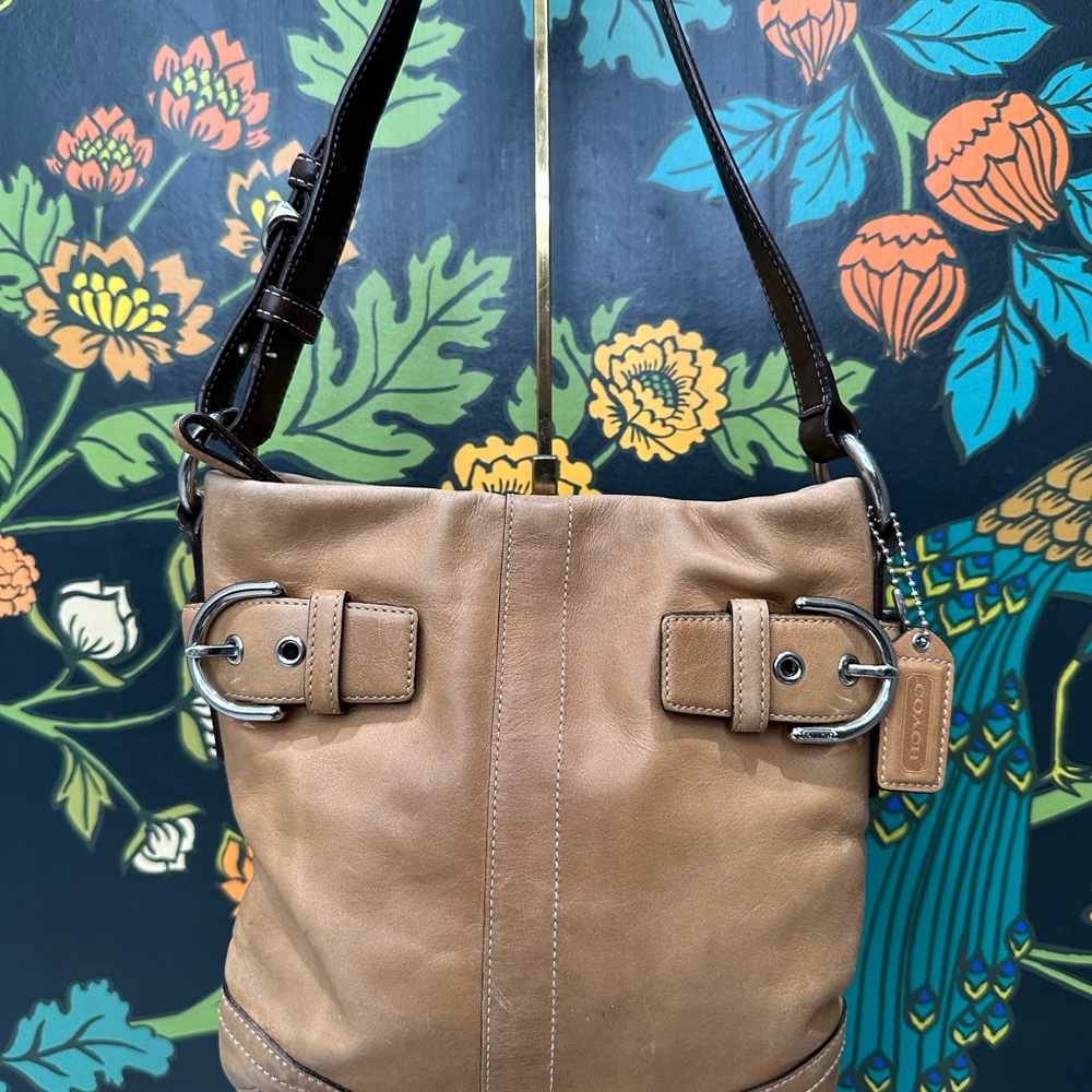 Coach Soho Slim Duffle Glove Tanned Leather Buckle Hobo Shoulder Bag 1453